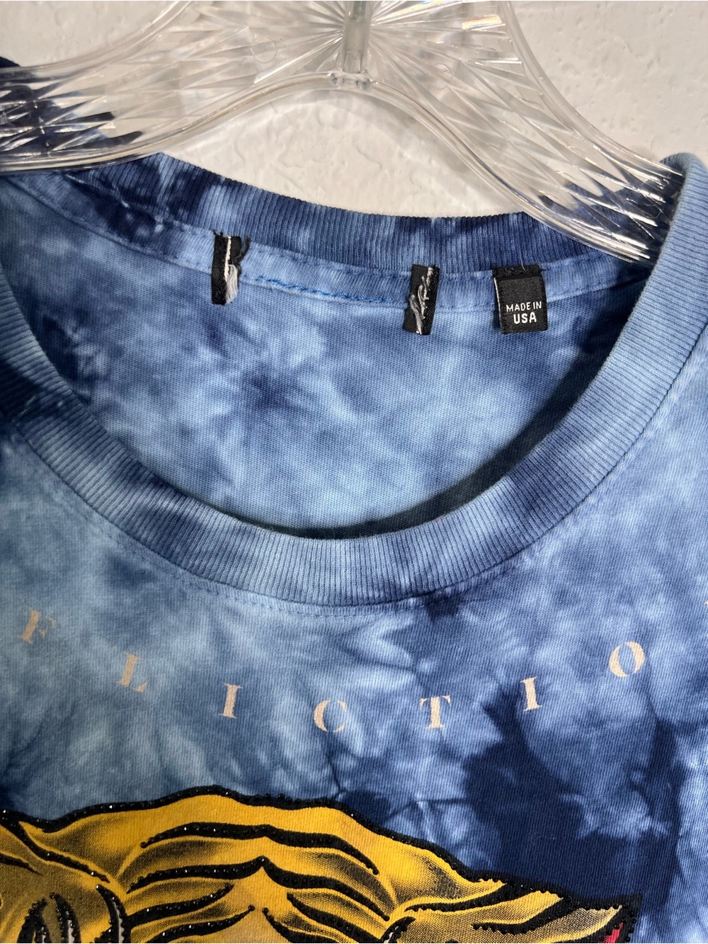 Affliction T Shirt Men’s XL Tie Dye Tiger Studded Roses Rhinestones B24 - Picture 2 of 10